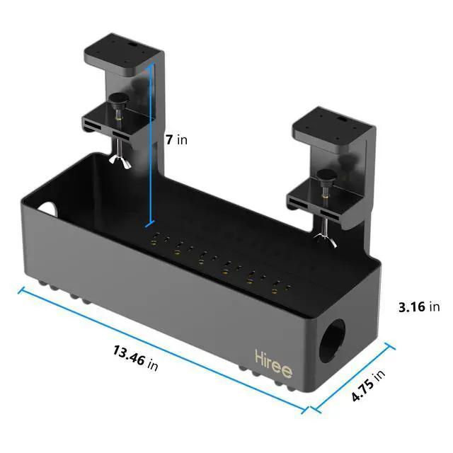 Alt view image 5 of 7 - Under Desk Cable Management Tray with 6 AC Power Outlet and Clamp Mount, No Drill Cord Storage Organizers for Wire Management, Standing Desk, Computer Cord Rack for Office & Home (Black)
