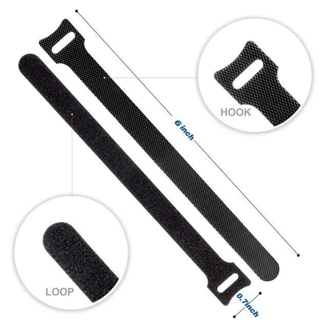 Alt view image 3 of 7 - Cable Ties Reusable, 6 Inch Black Cord Management Straps