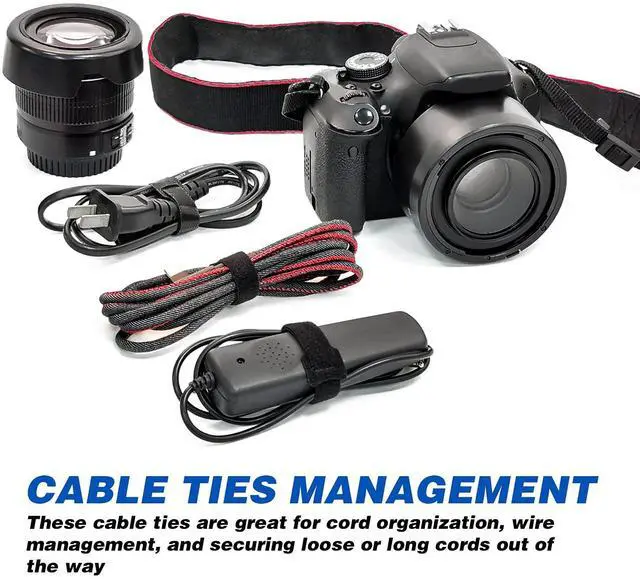 Alt view image 7 of 7 - Cable Ties Reusable, 6 Inch Black Cord Management Straps