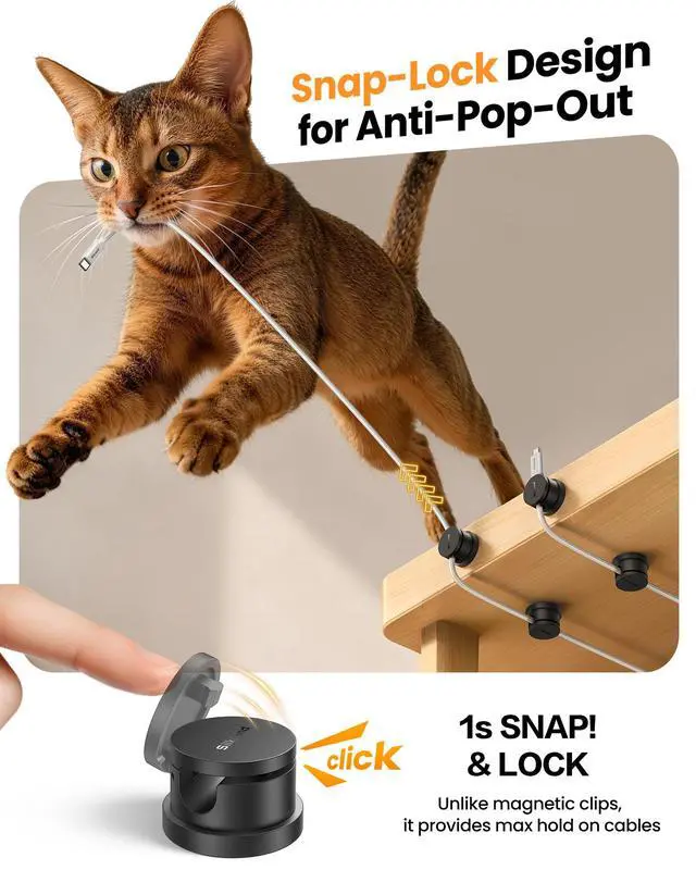 Alt view image 2 of 7 - 6 Pack Snap-Lock Cable Clips, 360° Rotatable Cord Holder for Desk