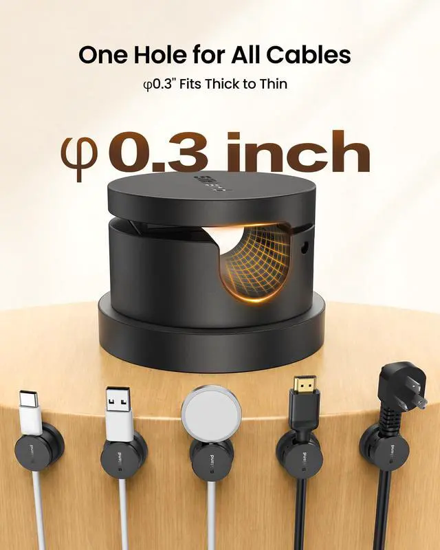 Alt view image 4 of 7 - 6 Pack Snap-Lock Cable Clips, 360° Rotatable Cord Holder for Desk