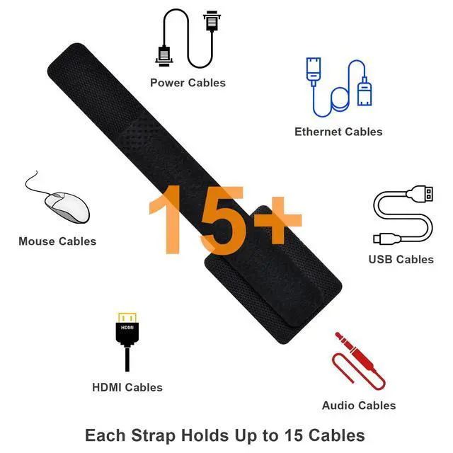 Alt view image 3 of 7 - Cable Management Under Desk, 20 Pair Cord Organizer Straps