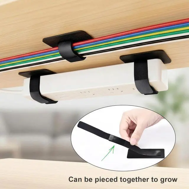 Alt view image 5 of 7 - Cable Management Under Desk, 20 Pair Cord Organizer Straps