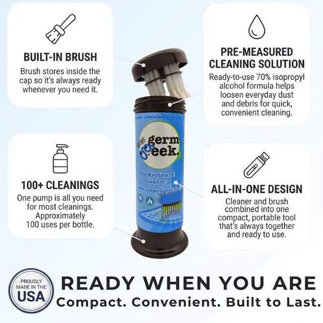 Alt view image 3 of 7 - Keyboard & Electronics Cleaning Kit | Patented Precision Brush | Multi-Purpose Tool for Laptop Phone & AirPods | USA-Made, Eco-Friendly & Safe Computer Cleaner
