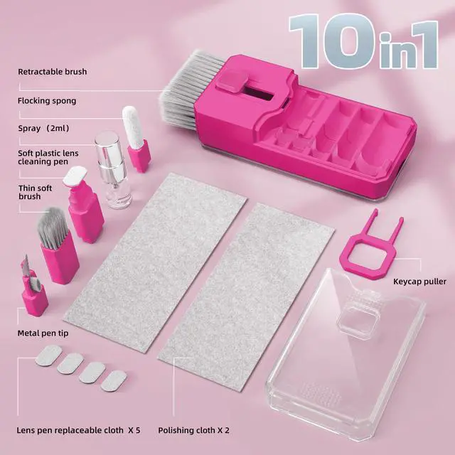 Alt view image 7 of 7 - Keyboard Cleaner & Laptop Cleaning Kit, All-in-1 for Computer PC, HotPink