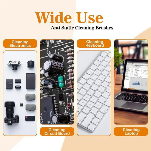 Alt view image 2 of 6 - Small Portable Nylon Anti Static Brushes Electronics Computer Keyboard Laptop Cleaning Brush Kit (Black, Set of 8)