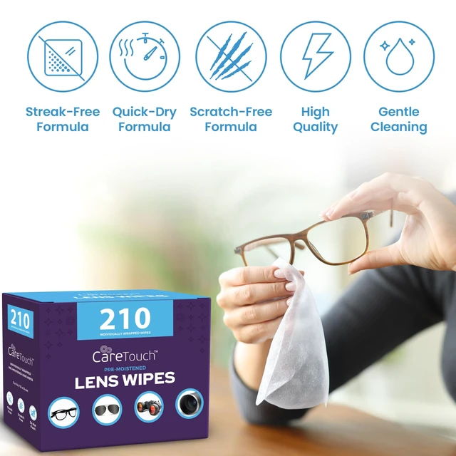 Alt view image 6 of 7 - 210 Count Lens Wipes for Eyeglasses, Eyeglass Cleaning Wipes Pre-moistened Individually Wrapped Scratch-Free Streak-Free Eye Glasses Cleaner Wipes for Sunglasses, Camera Lens, Screens