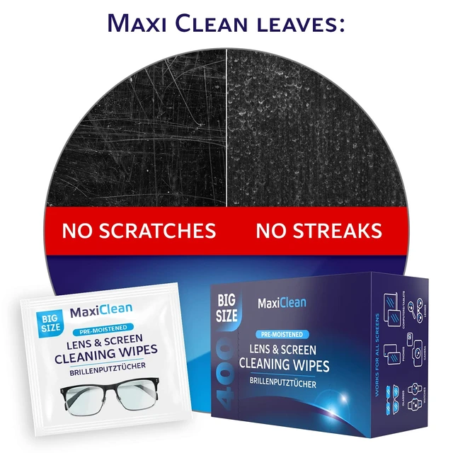 Alt view image 6 of 7 - Glasses Wipes Lens Cleaner - Lens Wipes for Eyeglasses - 400 Pre-moistened Individually Wrapped Wipes for Eye Glasses, Electronics, Phone, Computer, Laptop Screen - Camera Lens Cleaner - Made in EU