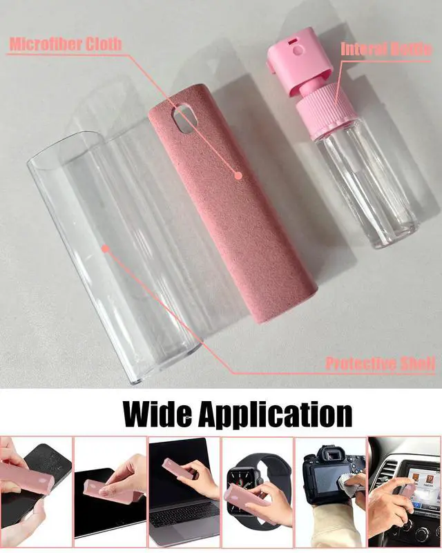 Alt view image 2 of 7 - Screen Cleaner Spray and Wipe Car Accessories for Women Touch Screen Cleaner for iPhone iPad Computer Laptop Tablet MacBook Pink Car AccessoriesPink