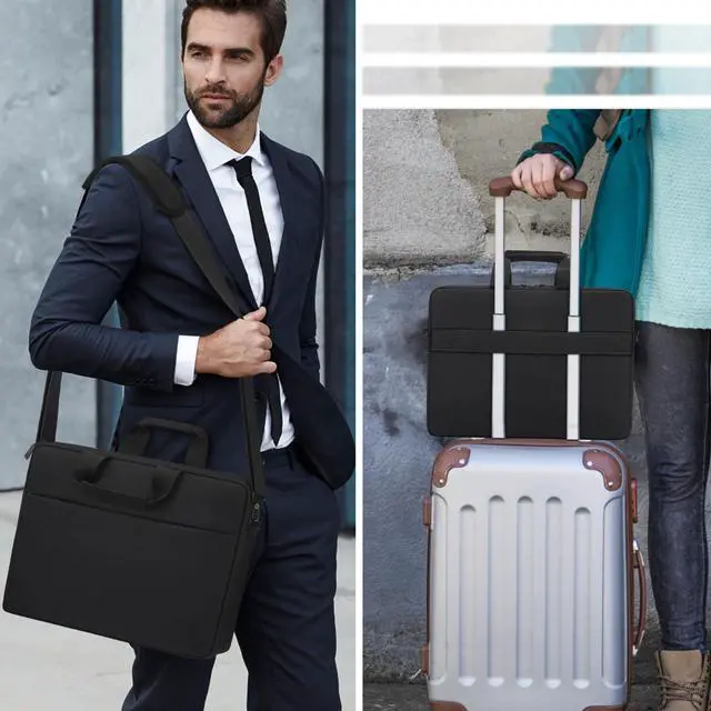 Alt view image 2 of 7 - Laptop Bag 17 17.3 Inch, Waterproof Laptop Case Sleeve Messenger Bag | Briefcase with Shoulder Strap for 17 17.3 Inch Lenovo HP Dell Acer ASUS Notebook Computer Carrying Case,Black