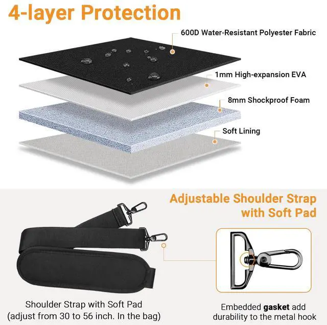Alt view image 3 of 7 - Laptop Bag 17 17.3 Inch, Waterproof Laptop Case Sleeve Messenger Bag | Briefcase with Shoulder Strap for 17 17.3 Inch Lenovo HP Dell Acer ASUS Notebook Computer Carrying Case,Black