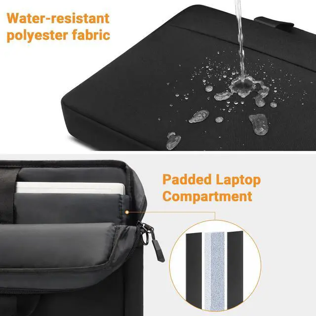 Alt view image 5 of 7 - Laptop Bag 17 17.3 Inch, Waterproof Laptop Case Sleeve Messenger Bag | Briefcase with Shoulder Strap for 17 17.3 Inch Lenovo HP Dell Acer ASUS Notebook Computer Carrying Case,Black