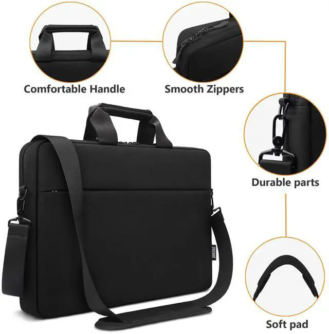 Alt view image 6 of 7 - Laptop Bag 17 17.3 Inch, Waterproof Laptop Case Sleeve Messenger Bag | Briefcase with Shoulder Strap for 17 17.3 Inch Lenovo HP Dell Acer ASUS Notebook Computer Carrying Case,Black
