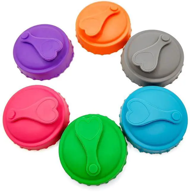 Main image of 6-Pack Reusable Silicone Soda Can Lids - Multicolor Sealing Toppers for Beer & Beverage Cans