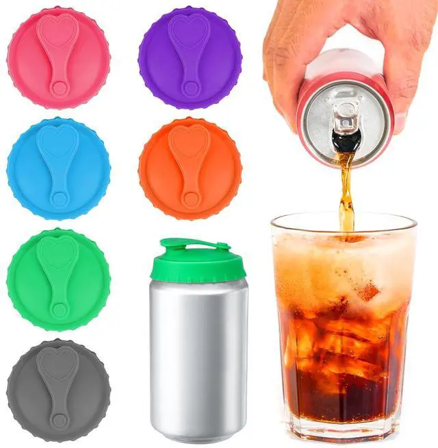 Alt view image 2 of 6 - 6-Pack Reusable Silicone Soda Can Lids - Multicolor Sealing Toppers for Beer & Beverage Cans