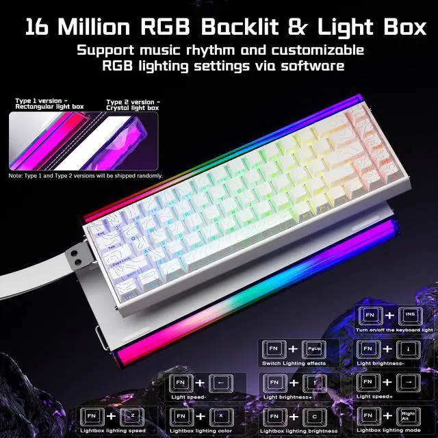 Alt view image 4 of 7 - Aula Hero 68 HE Wired Gaming Keyboard, Hall Effect Keyboard with Magnetic Switch, Rapid Trigger Mode, 8KHz Polling Rate, PBT Keycaps, RGB Lightbox&Backlit, 65% White Small Keyboards for Gamer/PC