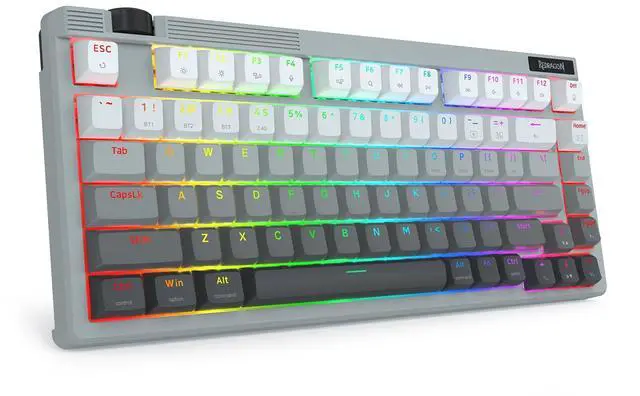 Main image of Wireless Mechanical Keyboard Creamy, Bluetooth/2.4GHz/USB-C Wired, 75% Hot Swappable Custom Gaming Keyboard with Knob, RGB Backlit, Pre-lubed Linear Switches, PBT Keycaps, Gray