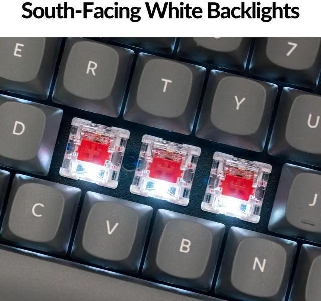 Alt view image 6 of 7 - K8 Max TKL Mechanical Keyboard Wireless, 87 Keys QMK 2.4 GHz/Bluetooth 5.1/Wired Connection, White Backlit with Programmable Keychron Super Red Switch for macOS Windows Linux