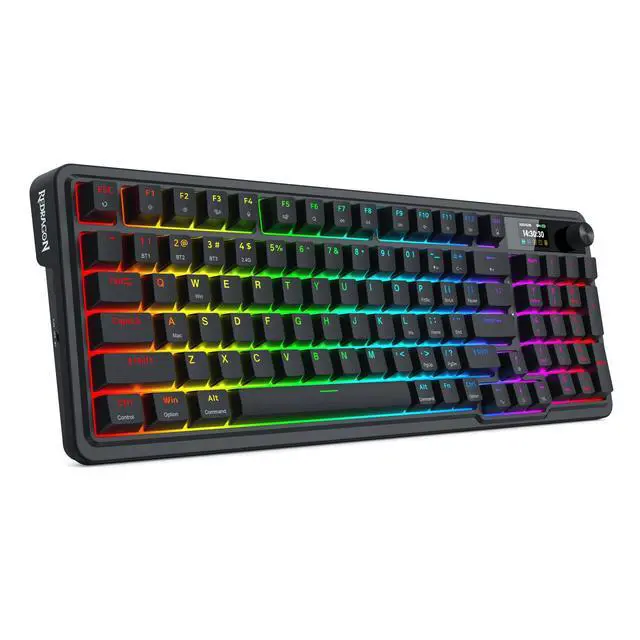 Alt view image 2 of 7 - K719 Wireless Gasket Gaming Keyboard w/Hype Screen & Knob, 95 Keys Mechanical Keyboard, Easy-Control 1.14 TFT Info Display, 5-Layer Noise Dampening, Custom Linear Switch, Essential Black