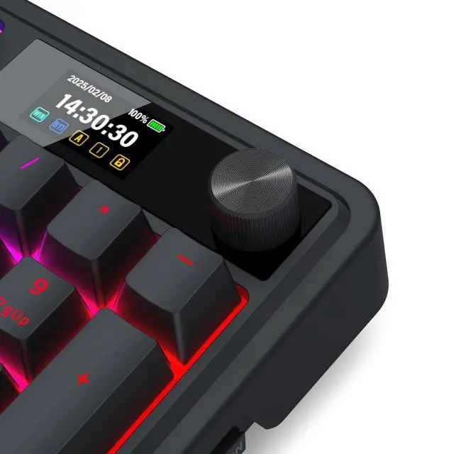 Alt view image 5 of 7 - K719 Wireless Gasket Gaming Keyboard w/Hype Screen & Knob, 95 Keys Mechanical Keyboard, Easy-Control 1.14 TFT Info Display, 5-Layer Noise Dampening, Custom Linear Switch, Essential Black
