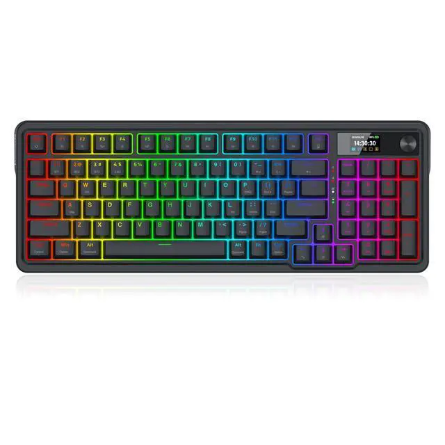 Alt view image 3 of 7 - K719 Wireless Gasket Gaming Keyboard w/Hype Screen & Knob, 95 Keys Mechanical Keyboard, Easy-Control 1.14 TFT Info Display, 5-Layer Noise Dampening, Custom Linear Switch, Essential Black