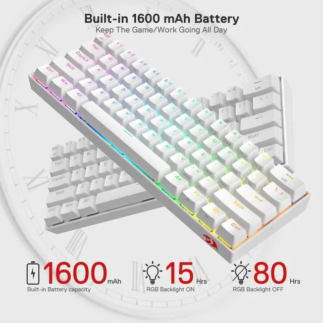 Alt view image 7 of 7 - K530 Pro Draconic 60% Wireless RGB Mechanical Keyboard, BT/2.4Ghz/Wired 3-Mode 61 Keys Compact Gaming Keyboard w/Hot-Swap Socket, Free-Mod Plate Mounted PCB & Tactile Brown Switch