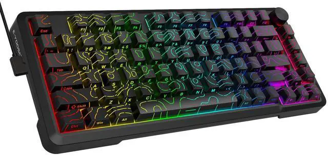 Main image of Wired Mechanical Gaming Keyboard, RGB Backlit, Hot Swappable Pre-lubed Red Switches, Gasket Structure, Knob Control, Quiet Portable 75% Compact Custom for PC, Black