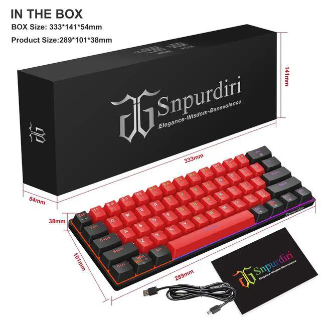 Alt view image 6 of 7 - 60% Wired Mechanical Gaming Keyboard, LED Backlit 60 Percent Gaming Keyboard for Windows Laptop PC Mac (Black-Red, Blue Switches)