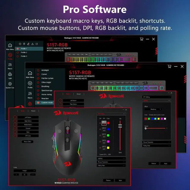Alt view image 7 of 7 - Wired Gaming Keyboard and Mouse Combo, RGB Backlit, 60% Mini Macro Membrane Keyboard with Anti-Ghosting & Multimedia Keys + 8000 DPI Programmable Optical Mice for PC Laptop