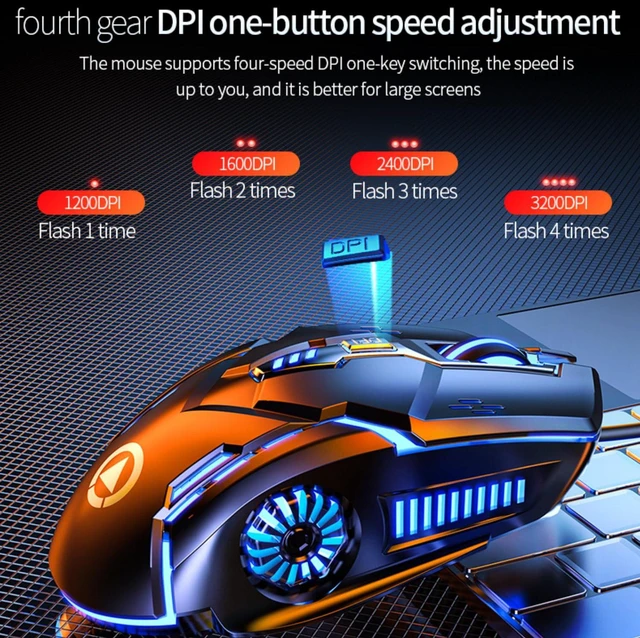Alt view image 6 of 7 - Silent Click Mouse, Gaming Mouse Wired, 6 Button,4 DPI Upto 3200 DPI, RGB Lights, Compatibility for PC/Laptop/Mac