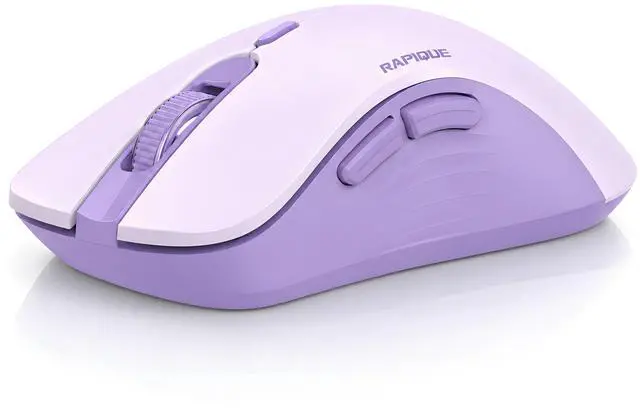 Main image of Bluetooth Wireless Mouse, Dual Bluetooth & 2.4GHz USB Receiver, Right-Hand Design, Quiet Clicks, Low Power, Portable Multi-Device Compatibility for MacBook, Laptop, Computer, iPad, PC - Purple