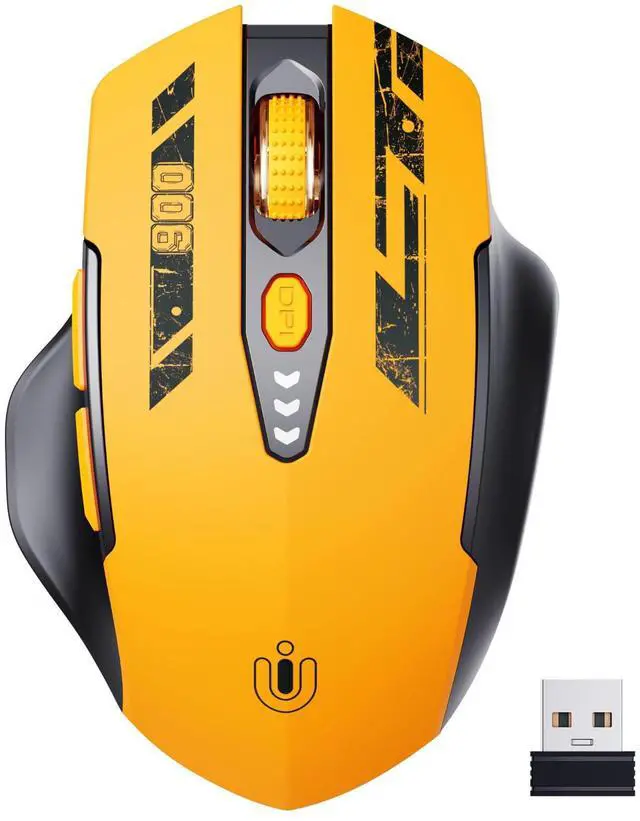 Main image of Wireless Mouse,Upgraded 2.4GHz Rechargeable (Battery Level Visible) Ergonomic Computer Mouse,4 Levels DPI, Wireless Mice for Laptop Computer(Yellow)