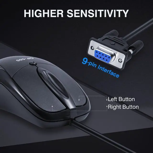 Alt view image 3 of 7 - Industrial RS232 COM Port Mechanical Mouse, 9-Pin Serial Interface for CNC Machines, PLC Control Systems, 1.6M Anti-Interference Cable, 1600DPI, IP54 Dustproof (Black)
