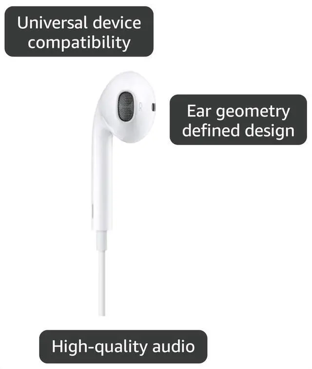 Alt view image 3 of 3 - EarPods Headphones with 3.5mm Plug, Wired Ear Buds with Built-in Remote to Control Music, Phone Calls, and Volume