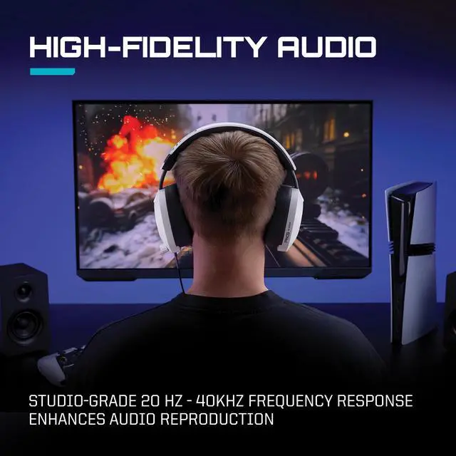 Alt view image 3 of 7 - R5 Spear PRO HS Wired Gaming Headset Officially Licensed for PlayStation, PS5, PS4, PC - 40mm Graphene Drivers, Tempest 3D Audio, Flip-to-Mute Mic, Memory Foam Cushions, 3.5mm -White