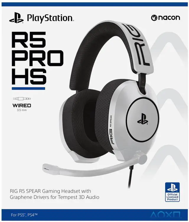 Alt view image 7 of 7 - R5 Spear PRO HS Wired Gaming Headset Officially Licensed for PlayStation, PS5, PS4, PC - 40mm Graphene Drivers, Tempest 3D Audio, Flip-to-Mute Mic, Memory Foam Cushions, 3.5mm -White