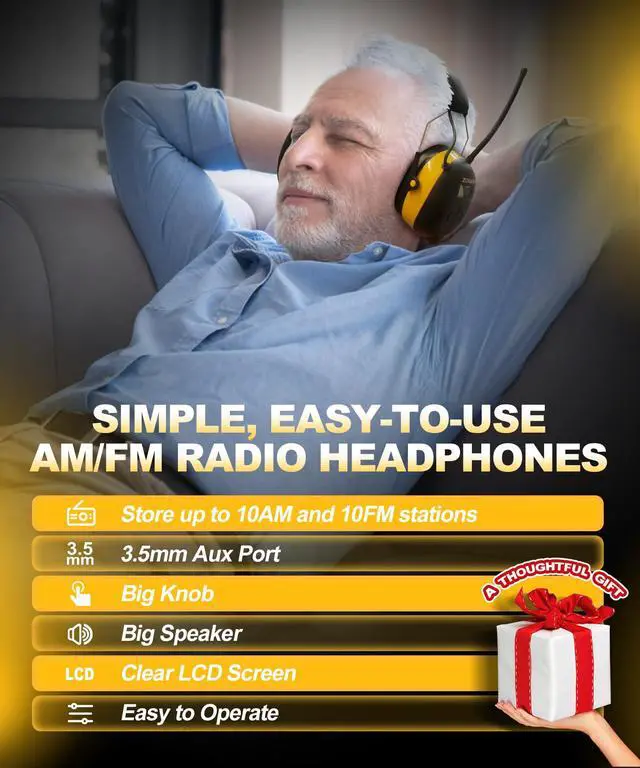 Alt view image 3 of 7 - AM/FM Radio Headphone with Digital Display,30dB SNR,Ear Protection Noise Reduction Earmuffs for Mowing,Comfortable Hearing Protector(Yellow,Radio)