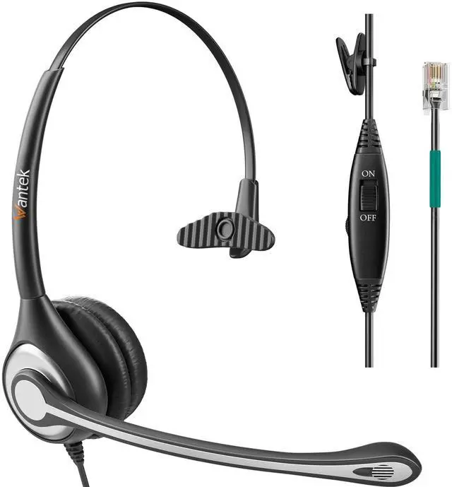 Main image of Corded Telephone Headset Mono w/Noise Canceling Mic for ShoreTel Plantronics Polycom Zultys Toshiba NEC Aspire Dterm Nortel Norstar Meridian Siemens ROLM Packet8 Landline Deskphones(F600S2)