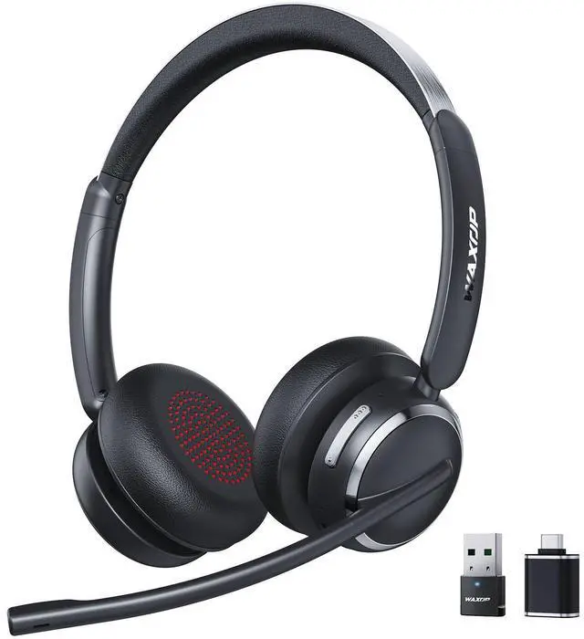 Main image of Wireless Headset with Mic for Work, USB A/C Dongle, Bluetooth 6.0 Headset with AI Noise Cancelling Microphone, Wireless Headphones with Mic Mute & 65H, Wireless Headset for PC/Computer/Laptop/Teams
