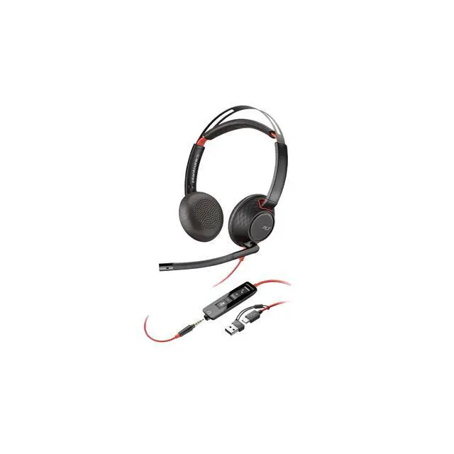 Alt view image 4 of 7 - Poly Blackwire 5220 Stereo USB-C Headset + 3.5mm Plug + USB-C/A Adapter