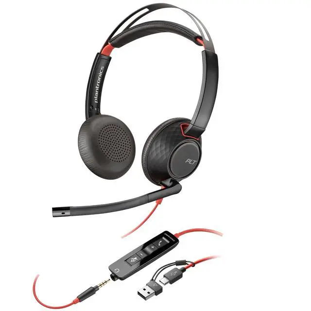 Alt view image 7 of 7 - Poly Blackwire 5220 Stereo USB-C Headset + 3.5mm Plug + USB-C/A Adapter