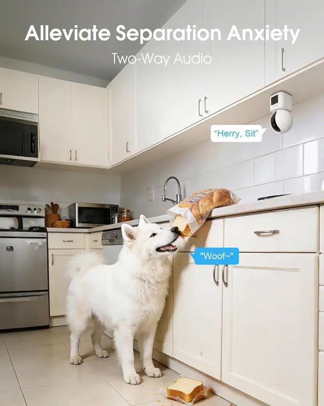 Alt view image 4 of 6 - 2-Pack Dual Lens Indoor Security Camera, 2.5K WiFi 6 Pet Camera for Home Security System, 4-View Whole Home Coverage, 360° AI Tracking, 5GHz/2.4GHz Dog Camera, Night Vision, Phone App