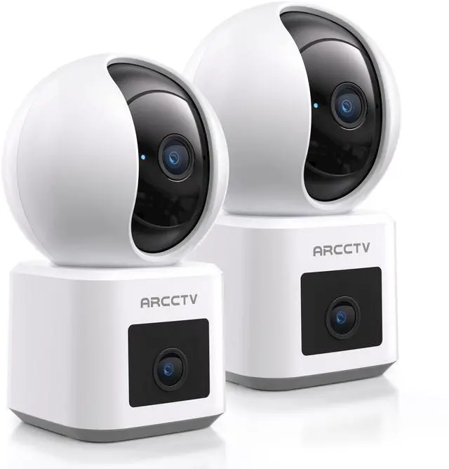 Main image of 2-Pack Dual Lens Indoor Security Camera, 2.5K WiFi 6 Pet Camera for Home Security System, 4-View Whole Home Coverage, 360° AI Tracking, 5GHz/2.4GHz Dog Camera, Night Vision, Phone App