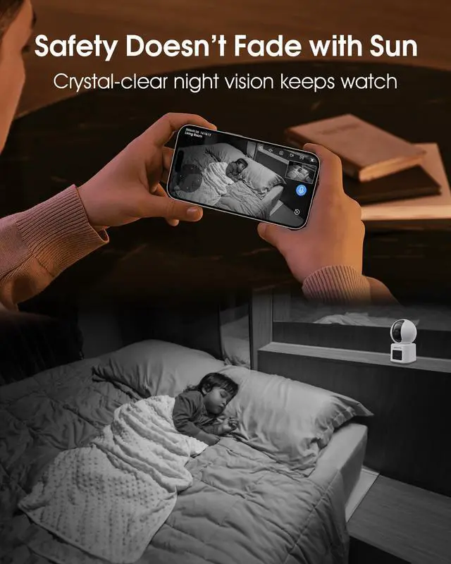 Alt view image 6 of 6 - 2-Pack Dual Lens Indoor Security Camera, 2.5K WiFi 6 Pet Camera for Home Security System, 4-View Whole Home Coverage, 360° AI Tracking, 5GHz/2.4GHz Dog Camera, Night Vision, Phone App