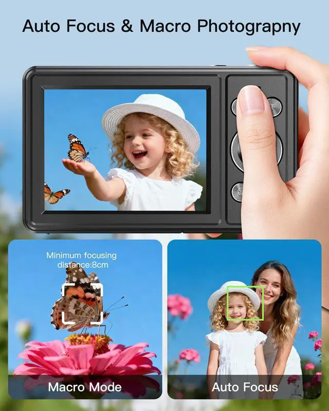 Alt view image 3 of 7 - Digital Camera, FHD 1080P Point and Shoot Camera, 32GB SD Card, 2 Batteries