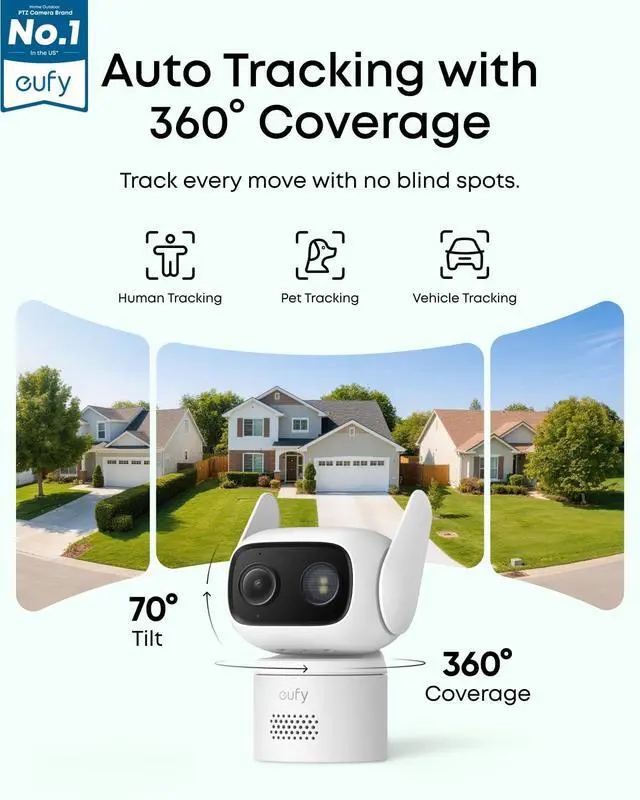 Alt view image 4 of 7 - Indoor/Outdoor Camera C31, IP66, Spotlight-Free Color Night Vision,360° Pan &Tilt, AutoTracking,AI Human/Vehicle/Pet/Cry Detection, 24/7 Recording,Dual External Antennas(No Subscription)