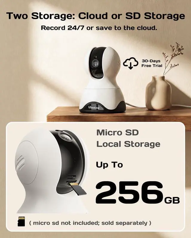 Alt view image 6 of 7 - 2.5K 4MP Pan/Tilt Pet Camera Indoor with Phone App for Dog/Cat/Baby/Nanny/Home Security, Motion Tracking, Night Vision, 2-Way Audio, AI Detection, 5G/2.4GHz WiFi, Cloud & SD Card, Works w/Alexa