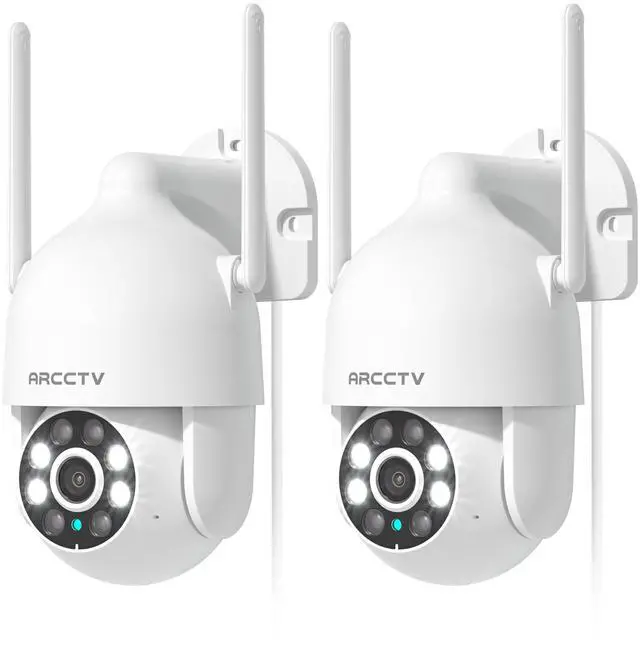 Main image of 2K Security Cameras Outdoor, 360°Pan-Tilt View 2.4G/5G WiFi Security Camera with Motion Tracking, Spotlight & Siren, 2-Way Audio, Full Color Night Vision, Waterproof (2 Pack)