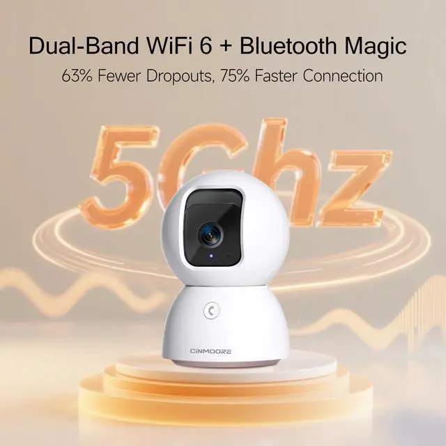 Alt view image 2 of 7 - 5G Security Camera Indoor 3-Pack, No-Monthly-Fee AI Tracking Facial Recognition, 3K Pet/Dog Camera with Speaker/Phone App, PTZ WiFi Baby Monitor Cameras for Home Security, 0-Glow Night Vision