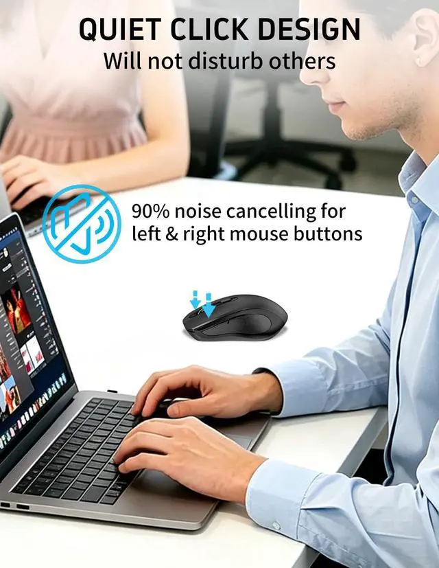 Alt view image 3 of 7 - Silent Wireless Ergonomic Computer Mouse for Laptop PC Chromebook Desktop
